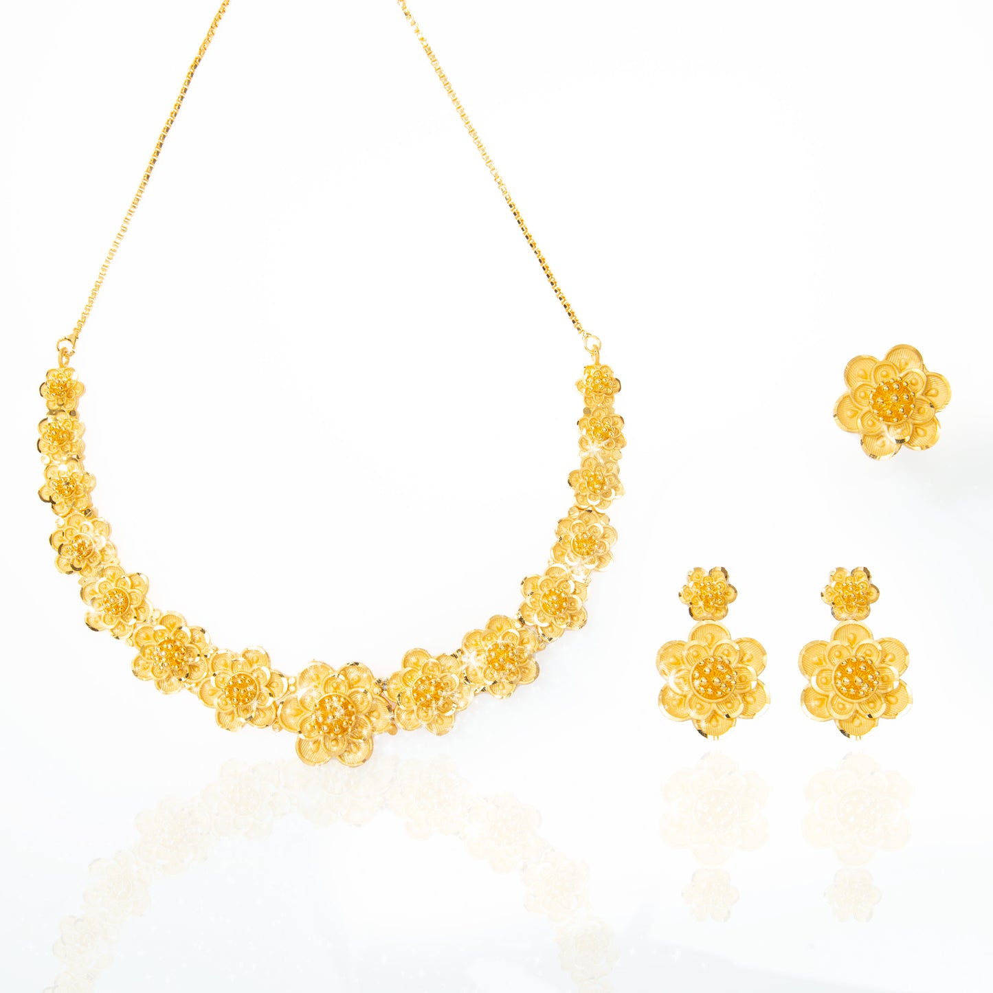 Flower Design Gold Plated Jewellery Set